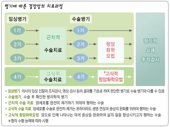 병기에 따른 결장암의 치료 과정